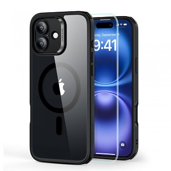 ESR Classic Hybrid HaloLock s ochranou displeje iPhone 16 Plus čirý černý
