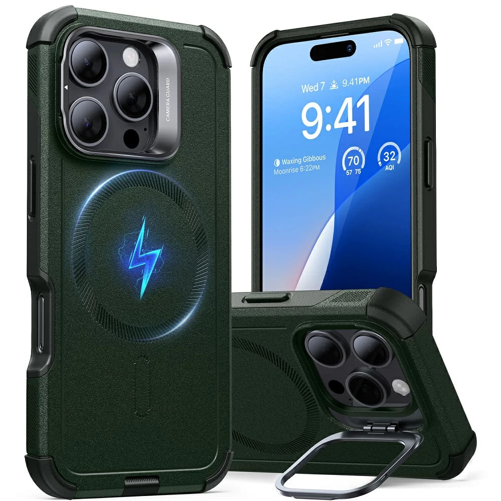 Levně ESR Cyber Armor Kickstand pro iPhone 16 Pro zelený