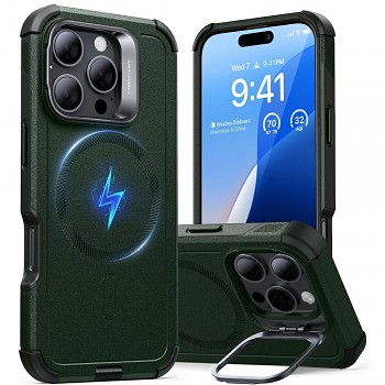 ESR Cyber Armor Kickstand pro iPhone 16 Pro zelený