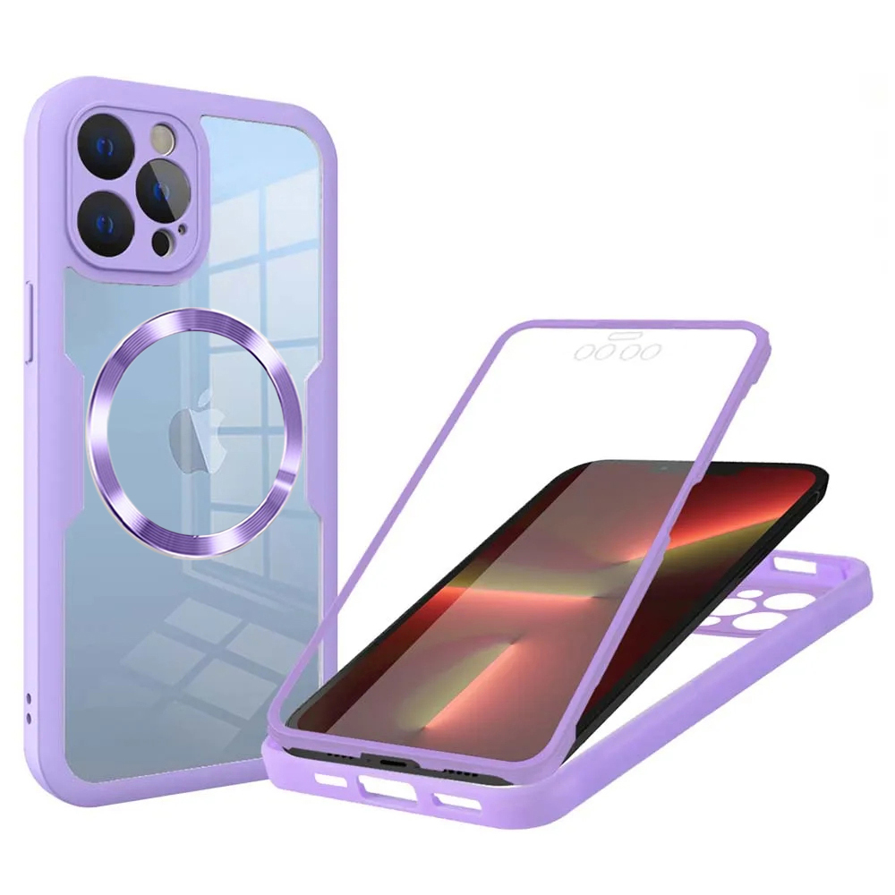 Levně Techsuit ColorVerse 360 MagSafe Series + Ochranné sklo iPhone 13 Pro Fialová