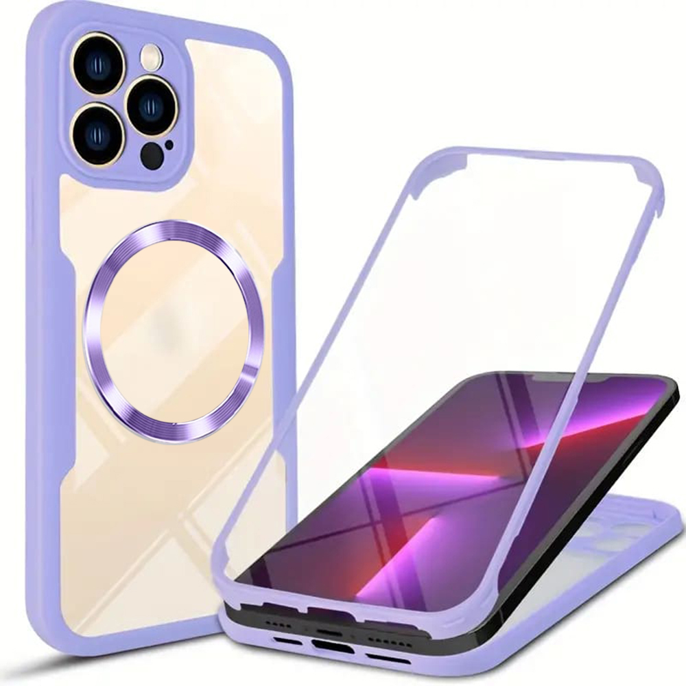Levně Techsuit ColorVerse 360 MagSafe Series Ochranné sklo iPhone 13 Pro Max Fialová