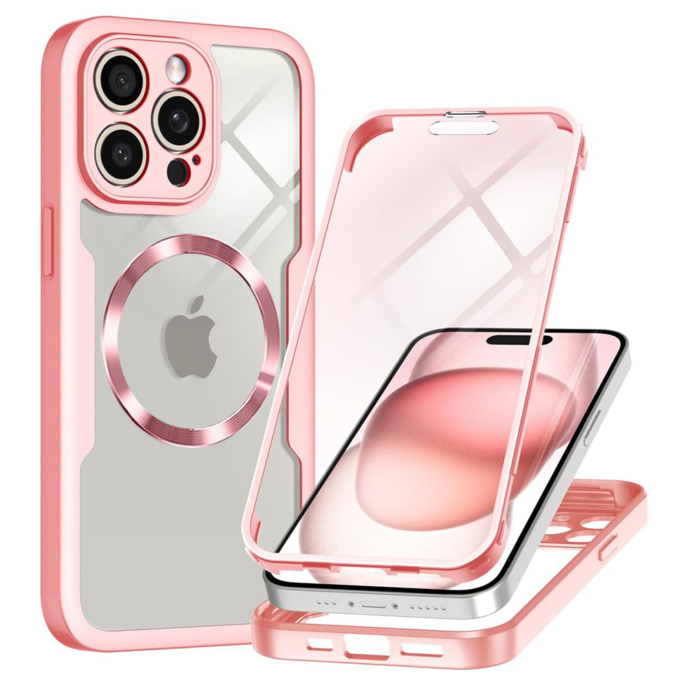 Levně Techsuit ColorVerse 360 MagSafe Series + Ochranné sklo iPhone 14 Pro Max Růžová