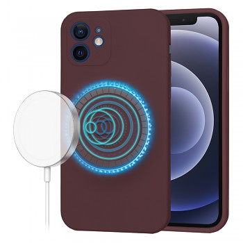 Techsuit SoftFlex MagSafe pro iPhone 12 švestkově červená