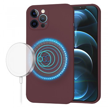 Techsuit SoftFlex MagSafe pro iPhone 12 Pro Max švestkově červená