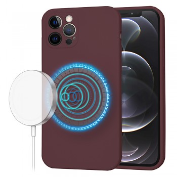 Techsuit SoftFlex MagSafe pro iPhone 12 Pro švestkově červená