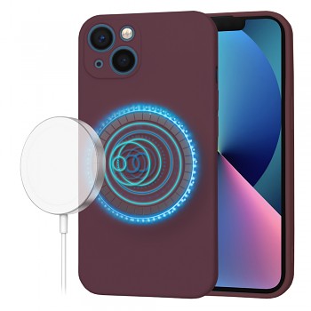 Techsuit SoftFlex MagSafe pro iPhone 13 švestkově červený
