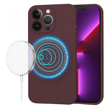Techsuit SoftFlex MagSafe pro iPhone 13 Pro švestkově červená
