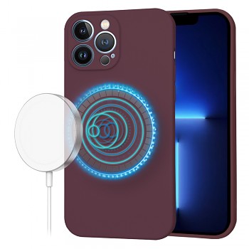 Techsuit SoftFlex MagSafe pro iPhone 13 Pro Max švestkově červená