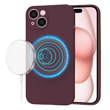 Techsuit SoftFlex MagSafe pro iPhone 15 švestkově červená
