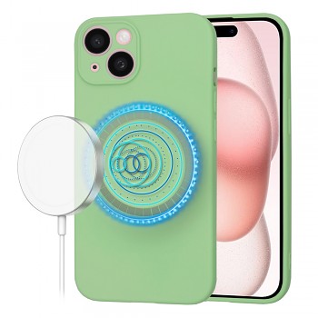 Techsuit SoftFlex MagSafe pro iPhone 15 v mátově zelené