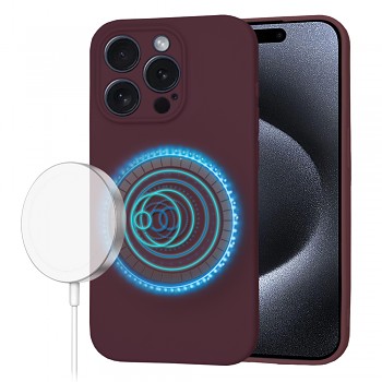 Techsuit SoftFlex MagSafe pro iPhone 15 Pro švestkově červená