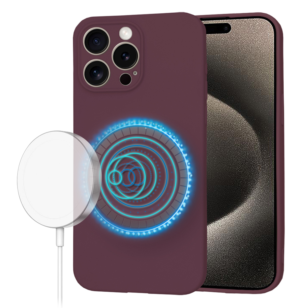 Levně Techsuit SoftFlex MagSafe pro iPhone 15 Pro Max švestkově červená