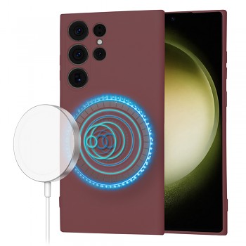 Techsuit SoftFlex MagSafe pro Samsung Galaxy S23 Ultra švestkově červená