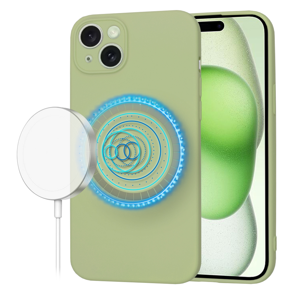 Levně Techsuit SoftFlex MagSafe pro iPhone 15 Plus v barvě matcha