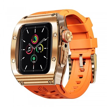 ShellBox Vodotěsné IP68 + Řemínek Apple Watch 4/5/6/SE (44mm) Růžově zlatá