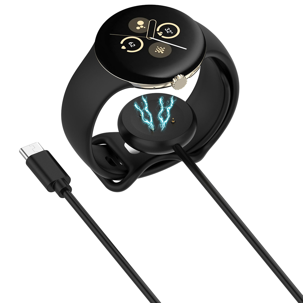 Levně Techsuit SmartWatch bezdrátový nabíjecí kabel pro Google Pixel Watch 3 2 Fitbit Ace LTE Type-C černý