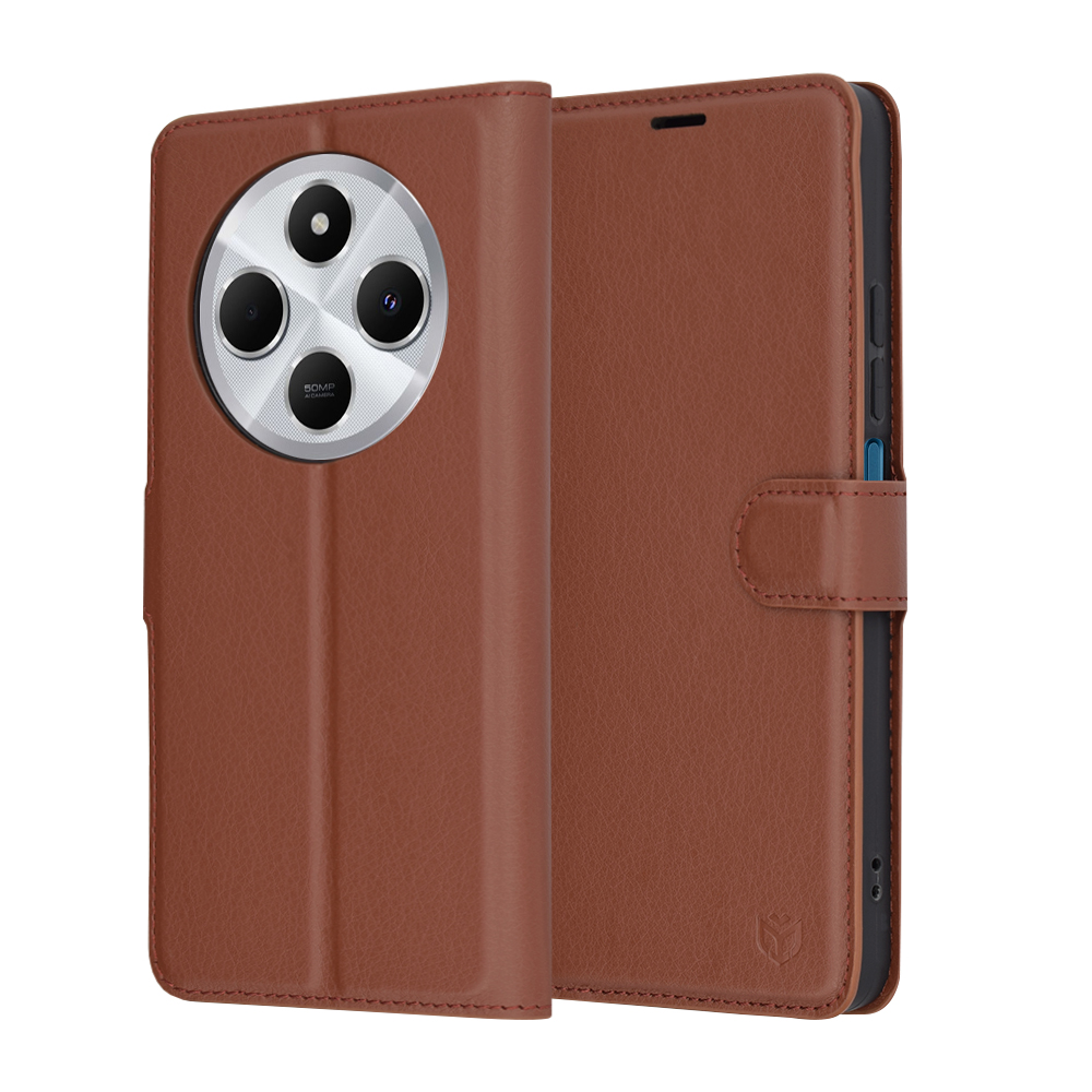 Levně Pouzdro Techsuit z kůže pro Xiaomi Redmi 14C Poco C75 hnědé