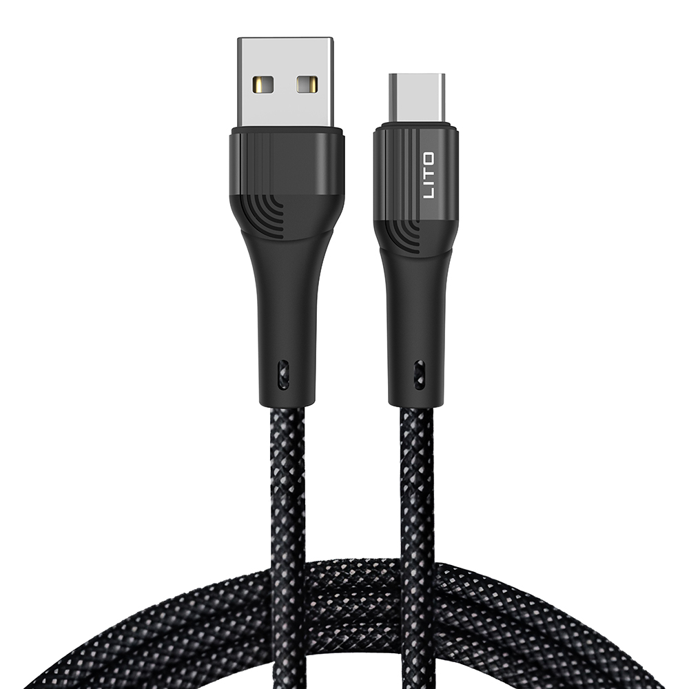 Levně Lito Data Cable LD14 USB na Type-C Rychlonabíjecí 60W 480Mbps Nylon 1m Černá