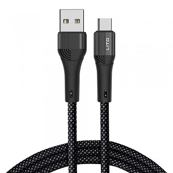 Lito Data Cable LD14 USB na Type-C Rychlonabíjecí 60W 480Mbps Nylon 1m Černá