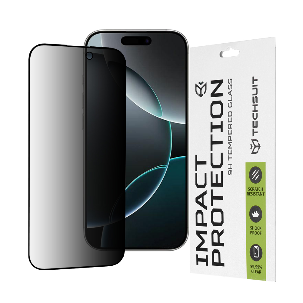Levně Ochranné sklo Techsuit 111D Privacy Full Glue iPhone 16 Pro černé
