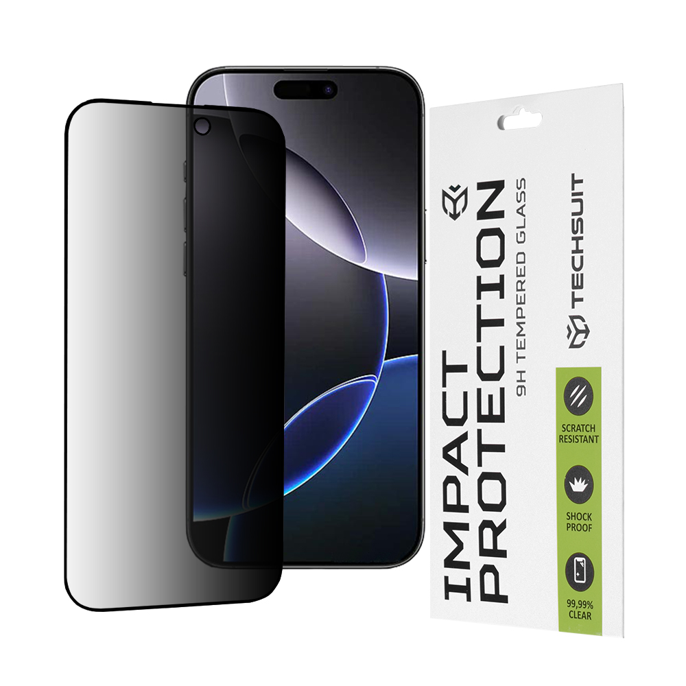 Levně Ochranné sklo Techsuit 111D Privacy Full Glue iPhone 16 Pro Max černé