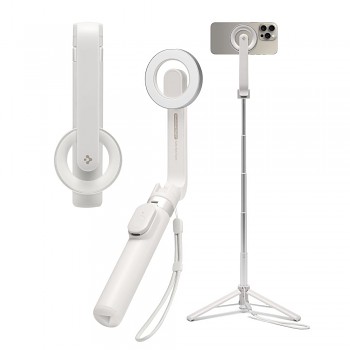 Spigen Selfie Stick S571W MagSafe kompatibilní s tripodem stabilní Bluetooth pro iOS a Android písková béžová