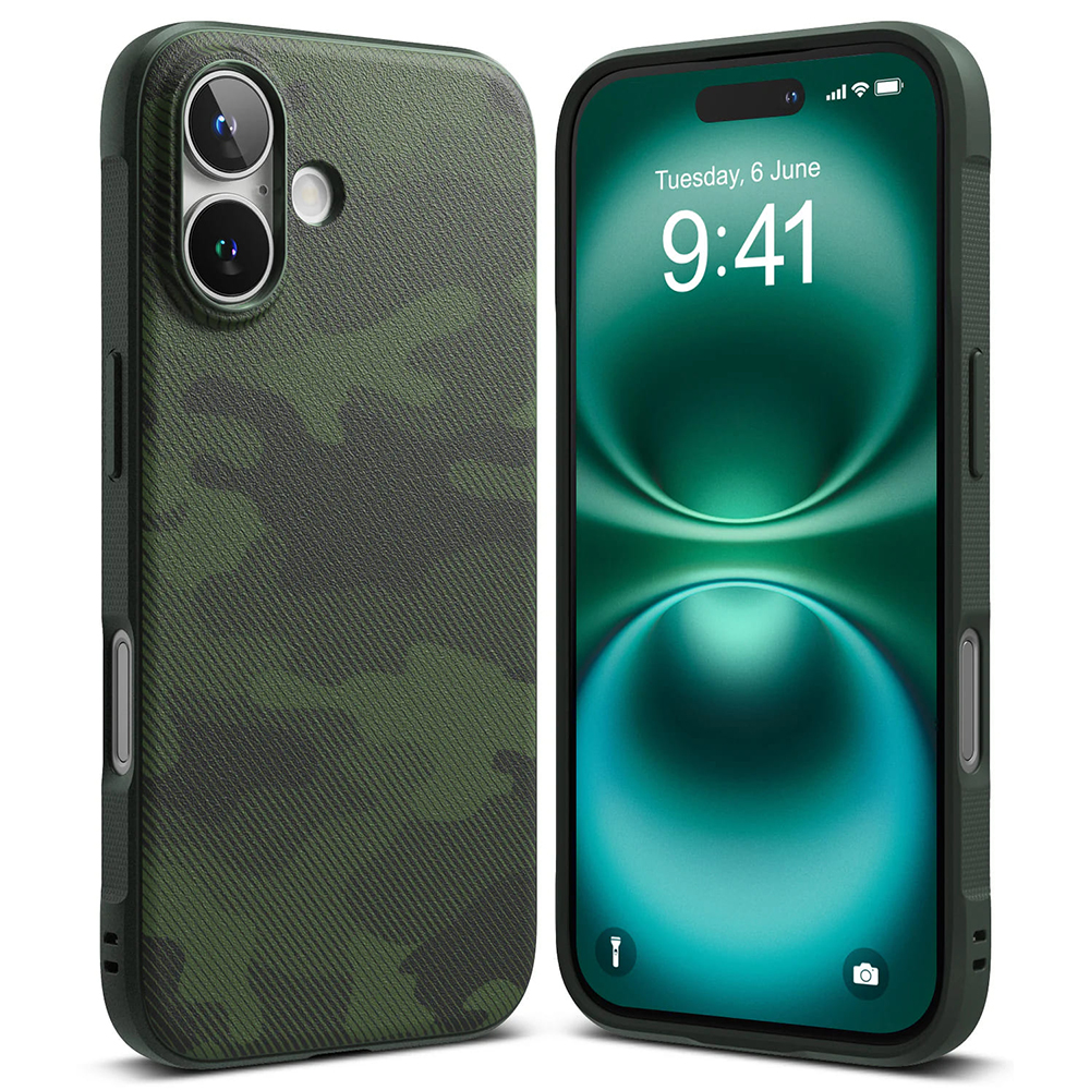 Levně Ringke Onyx Design pouzdro iPhone 16 Plus maskáčově zelené