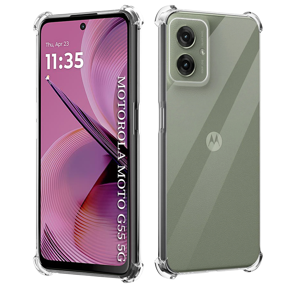 Levně Techsuit Shockproof průhledný silikonový obal Motorola Moto G55 průhledný