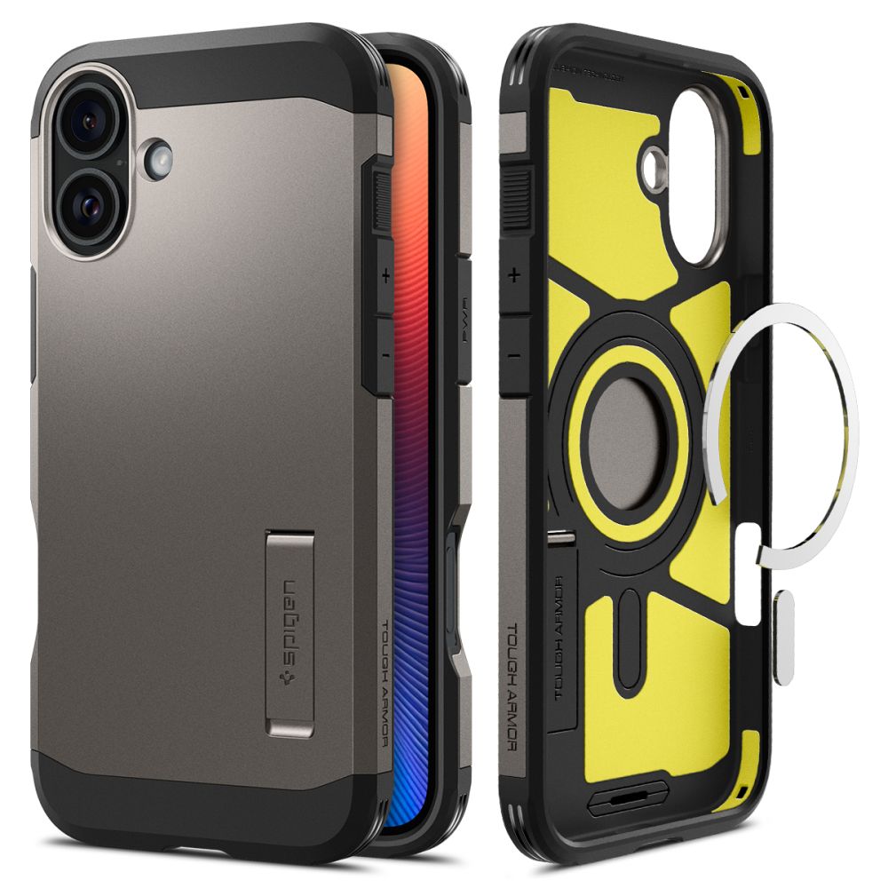 Levně Spigen Tough Armor MagSafe pro iPhone 16 v barvě gunmetal