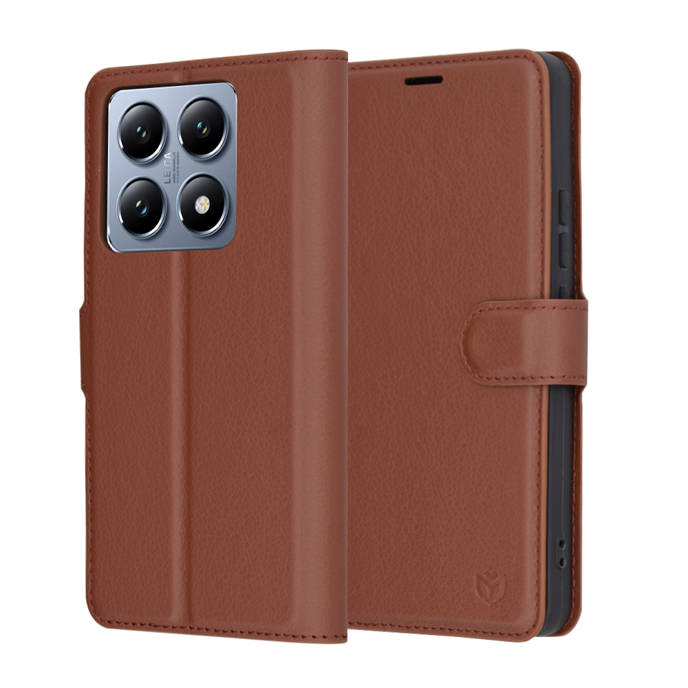 Levně Pouzdro z kůže Techsuit Xiaomi 14T Pro hnědé