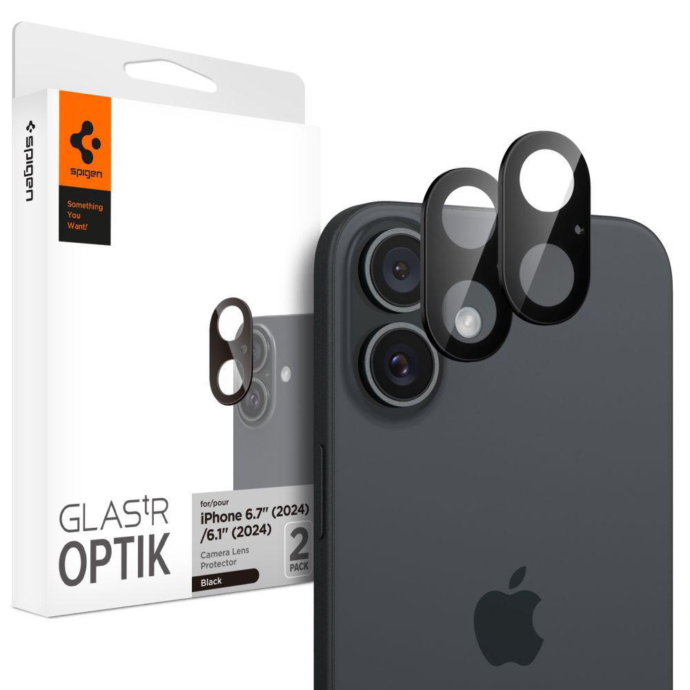 Levně Spigen Optik.tR ochranné sklo na kameru (2 ks) iPhone 16/16 Plus černá