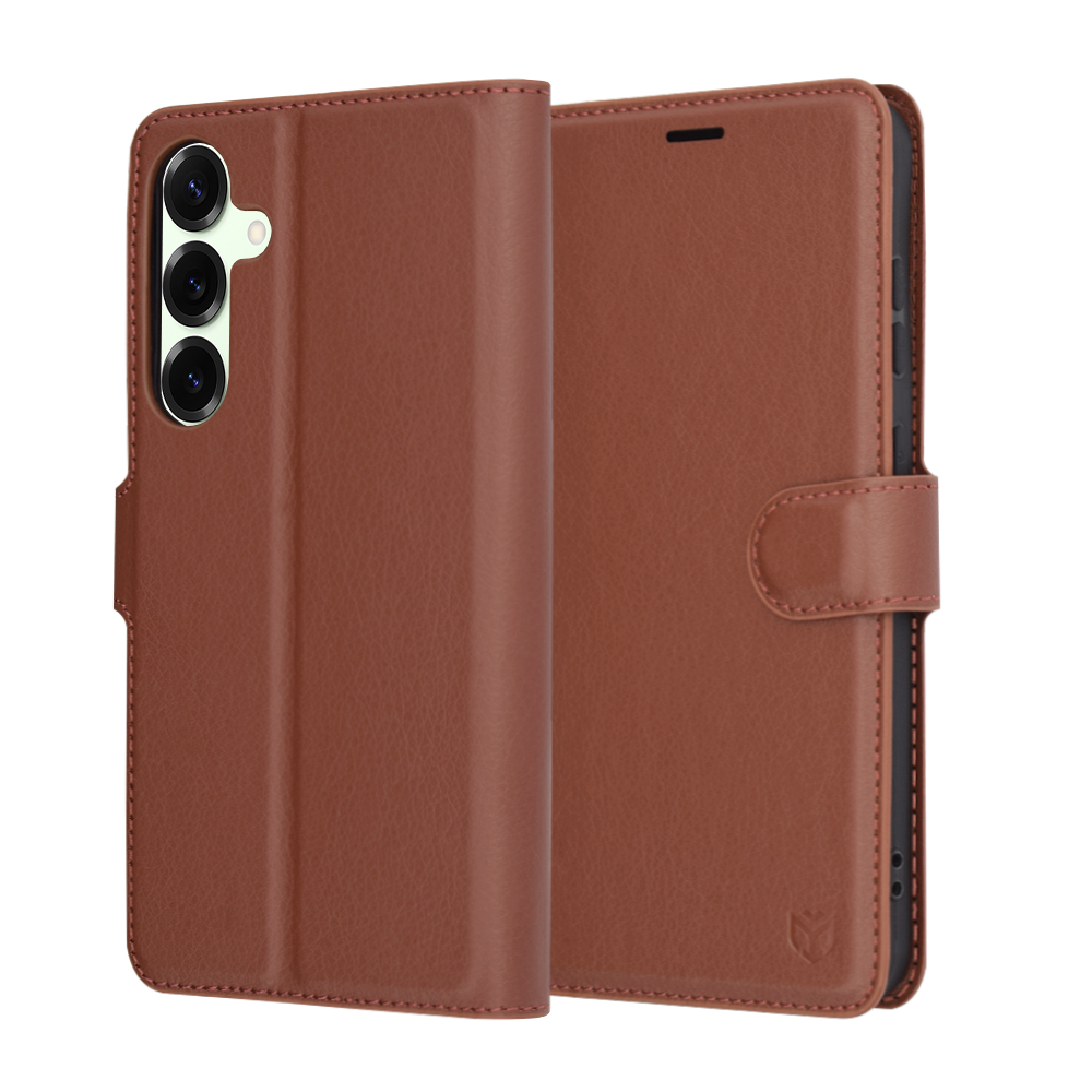 Levně Kožené pouzdro Techsuit Samsung Galaxy S25 Plus hnědé