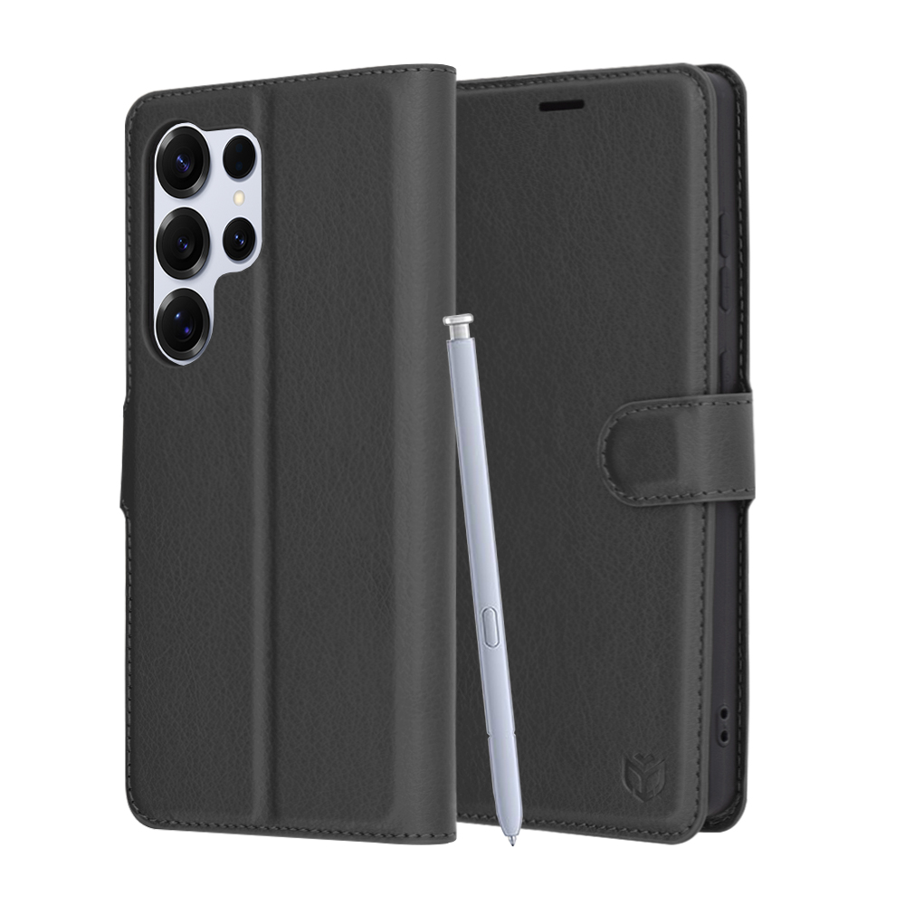 Levně Kožené pouzdro Techsuit Samsung Galaxy S25 Ultra černé