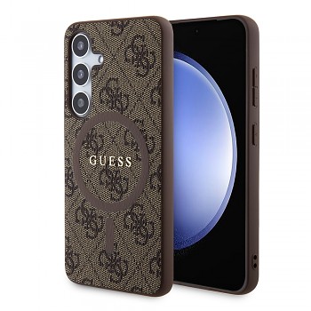 Guess 4G Collection Leather MagSafe pro Samsung Galaxy S24 Plus hnědá