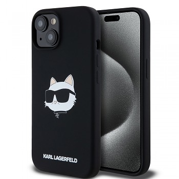 Karl Lagerfeld Silicone MagSafe iPhone 15 Choupette Head růžová