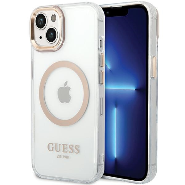 Levně Guess Metal Outline MagSafe GUHMP15MHTRMD iPhone 15 Plus zlatá