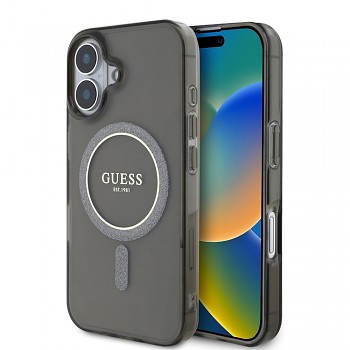 Guess IML Glitter Circle MagSafe GUHMP16SHFGEREK iPhone 16 černá