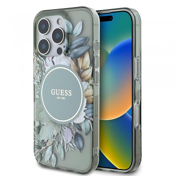 Guess IML Flower & Tonal Circle MagSafe pro iPhone 16 Pro zelená