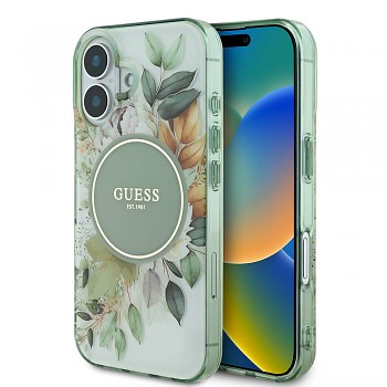 Guess IML Flower & Tonal Circle MagSafe iPhone 16 Plus zelená