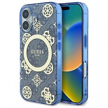 Guess IML Peony On 4G Background MagSafe GUHMP16SH4PYEEB iPhone 16 modrá