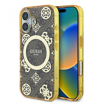 Guess IML Peony On 4G Background MagSafe GUHMP16SH4PYEEW iPhone 16 hnědá