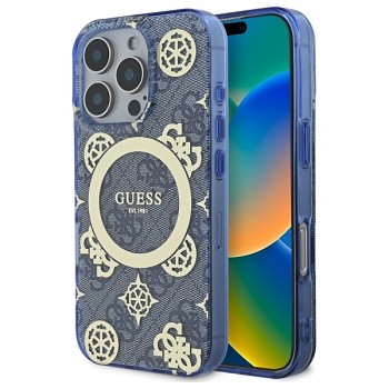 Guess IML Peony On 4G Background MagSafe GUHMP16LH4PYEEB iPhone 16 Pro modrá