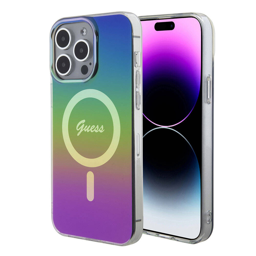 Levně Guess IML Iridescent MagSafe GUHMP15LHITSK iPhone 15 Pro duhová