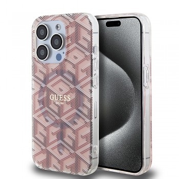 Guess IML GCube MagSafe GUHMP15LHGCUSTGP iPhone 15 Pro Růžová