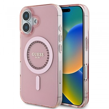 Guess IML Rhinestones MagSafe GUHMP16SPFTDTEP iPhone 16 růžová