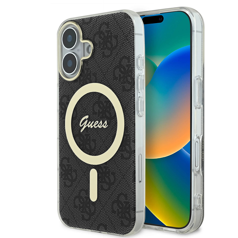 Levně Guess IML 4G MagSafe GUHMP16SH4STK iPhone 16 černý