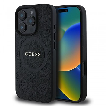 Guess Saffiano Peony Classic Logo MagSafe iPhone 16 Pro černý