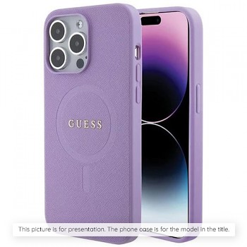 Guess Saffiano MagSafe pouzdro iPhone 16 fialové
