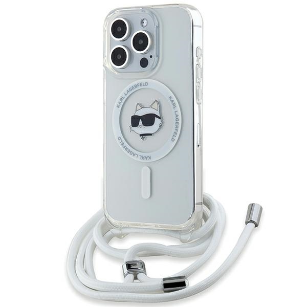 Karl Lagerfeld IML Crossbody MagSafe iPhone 14 Pro Max průhledný Choupette Head Cord