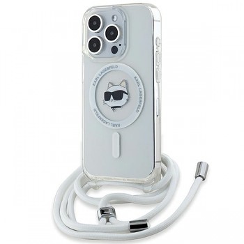 Karl Lagerfeld IML Crossbody MagSafe iPhone 14 Pro Max průhledný Choupette Head Cord